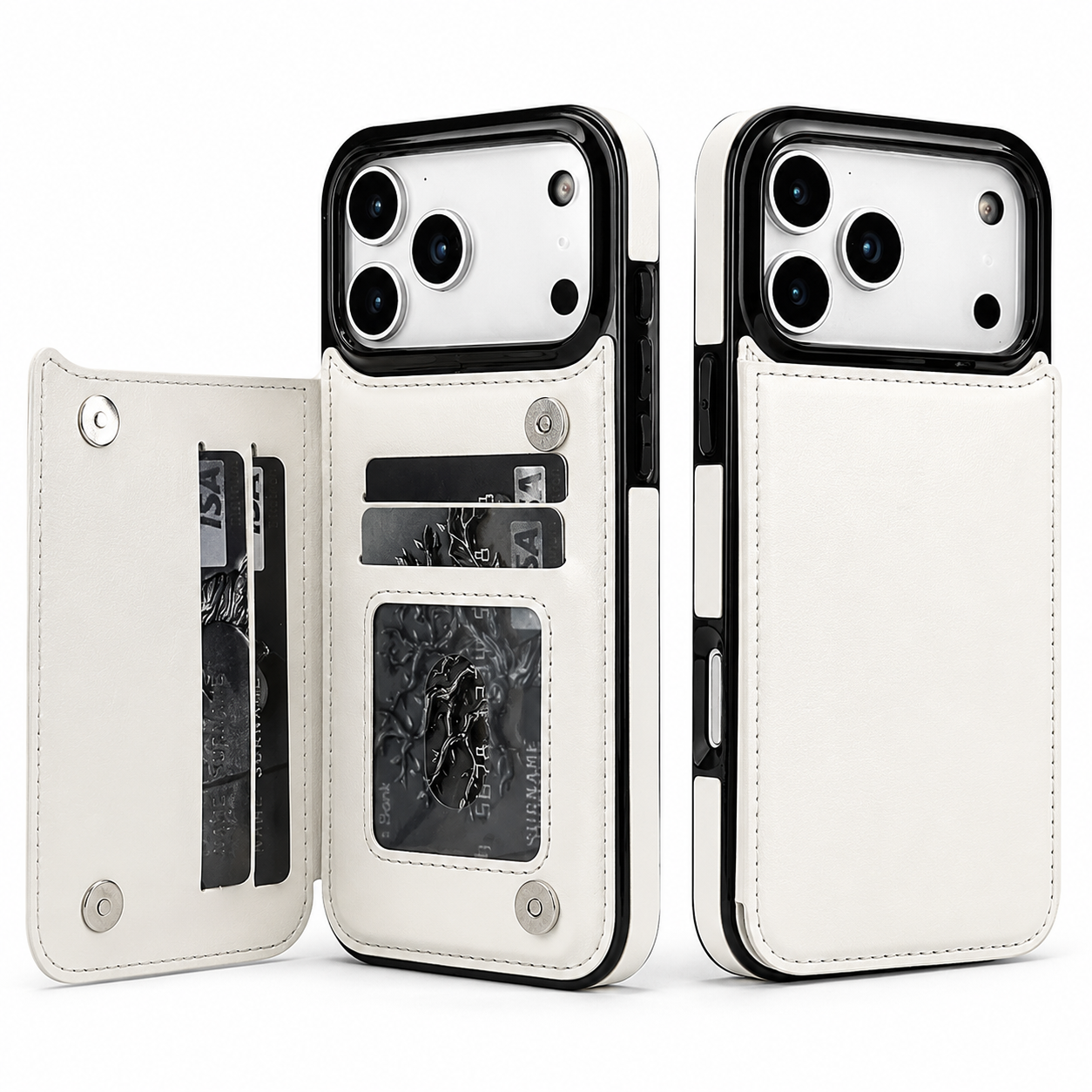 Premium iPhone Case Wallet Magnetic Flip Cover Card Holder Faux Leather Kickstand Shockproof Camera Lens Guard Full Coverage