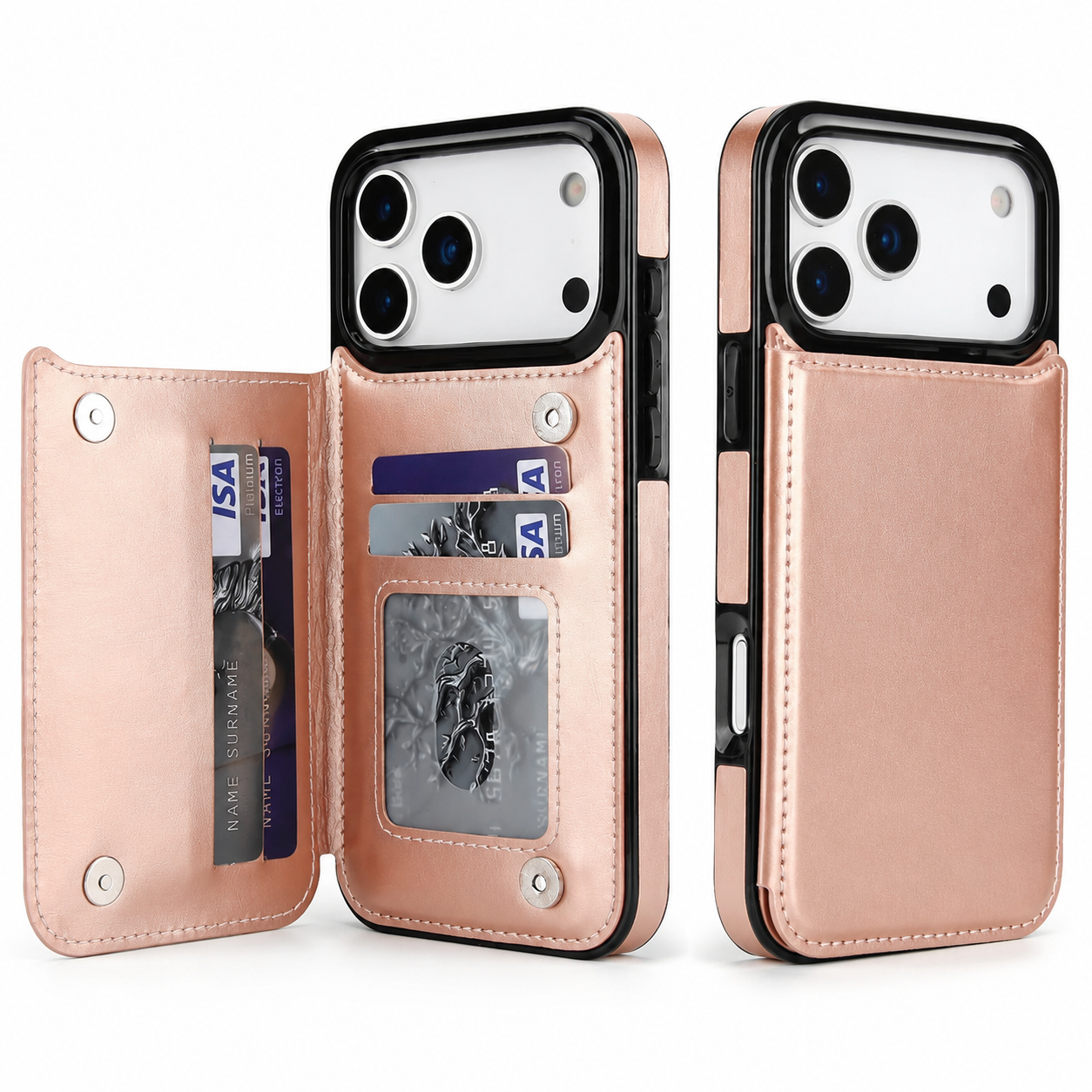 Premium iPhone Case Wallet Magnetic Flip Cover Card Holder Faux Leather Kickstand Shockproof Camera Lens Guard Full Coverage