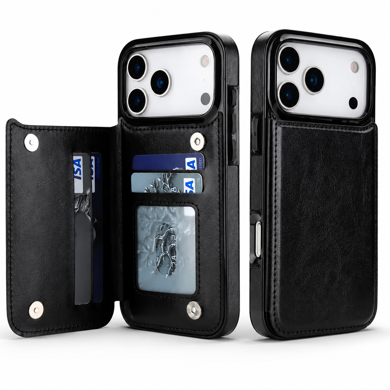 Premium iPhone Case Wallet Magnetic Flip Cover Card Holder Faux Leather Kickstand Shockproof Camera Lens Guard Full Coverage