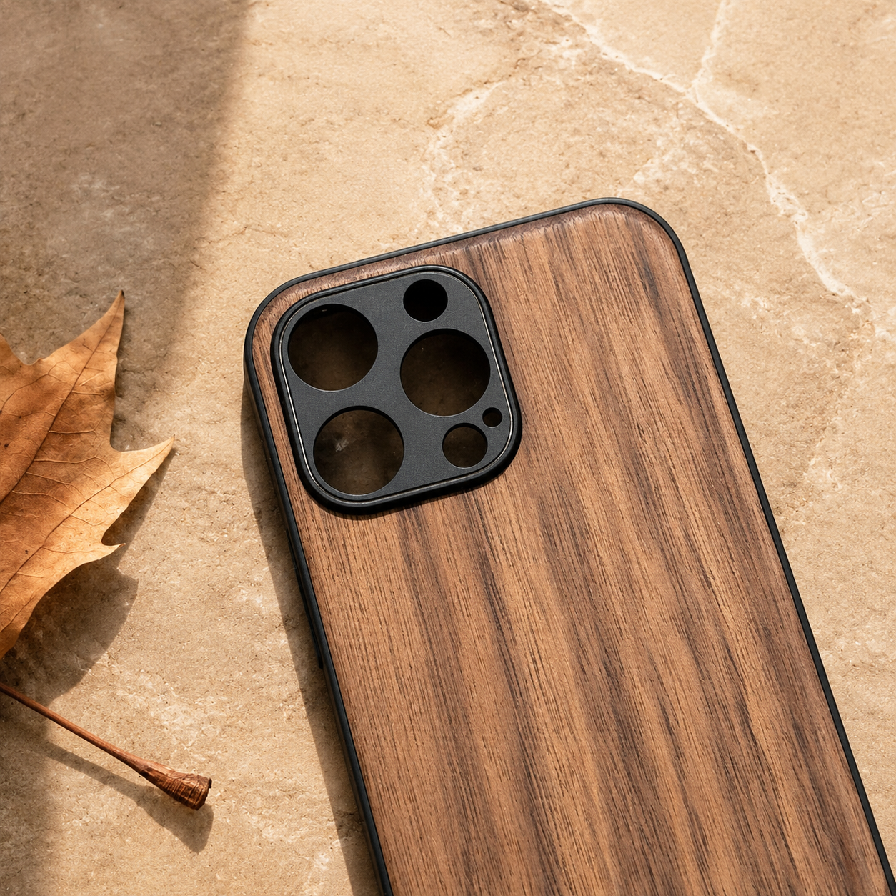 Premium iPhone Case Walnut Wood Protective Cover TPU Frame Shockproof Anti Scratch Magnetic Compatible Slim Durable Full Coverage Natural Design