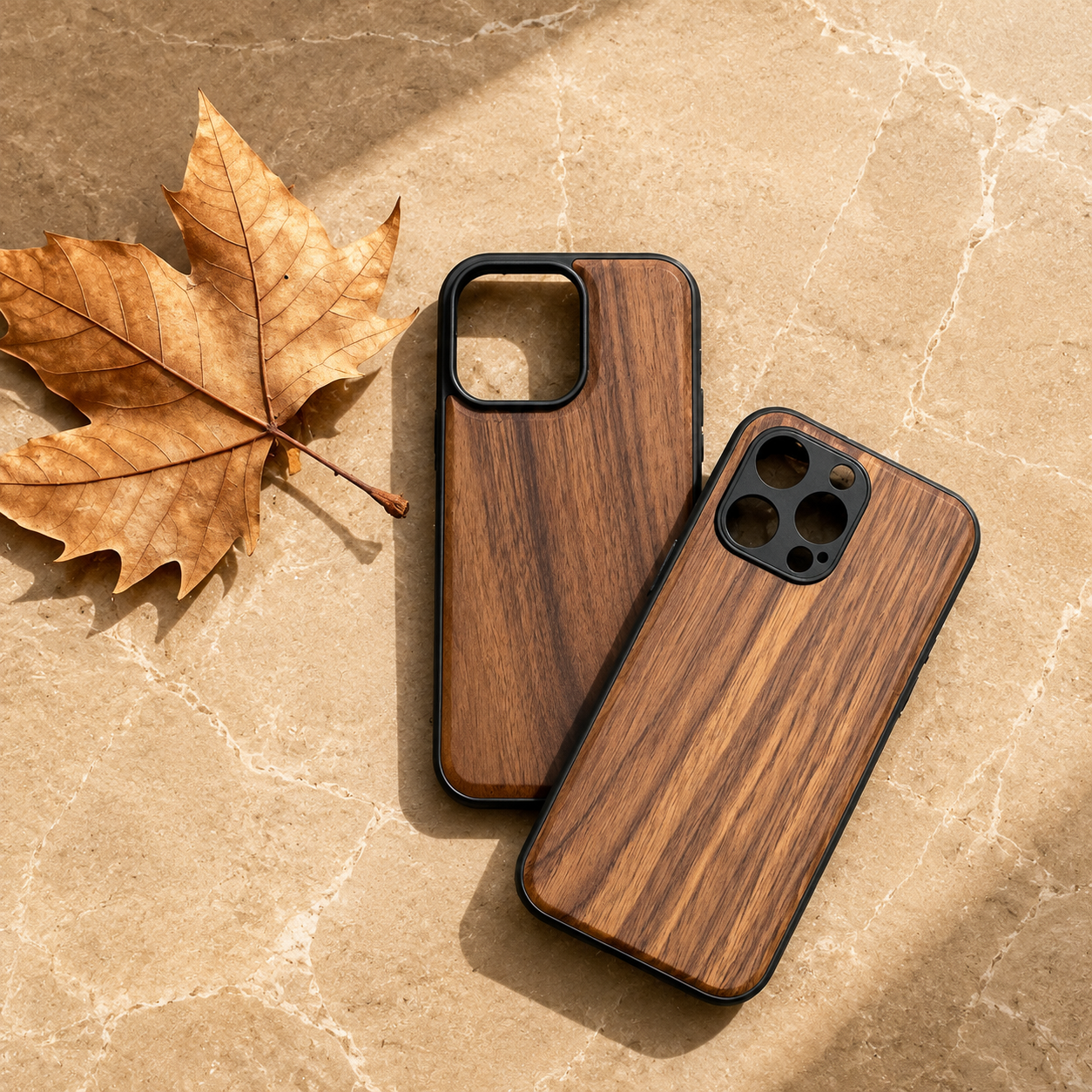 Premium iPhone Case Walnut Wood Protective Cover TPU Frame Shockproof Anti Scratch Magnetic Compatible Slim Durable Full Coverage Natural Design