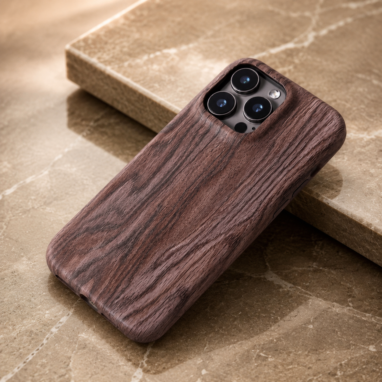 Premium iPhone Case Walnut Wood Protective Cover TPU Frame Shockproof Anti Scratch Magnetic Compatible Slim Durable Full Coverage Natural Design