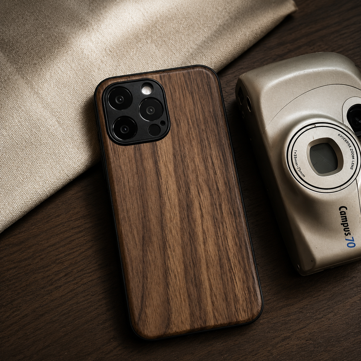 Premium iPhone Case Walnut Wood Protective Cover TPU Frame Shockproof Anti Scratch Magnetic Compatible Slim Durable Full Coverage Natural Design