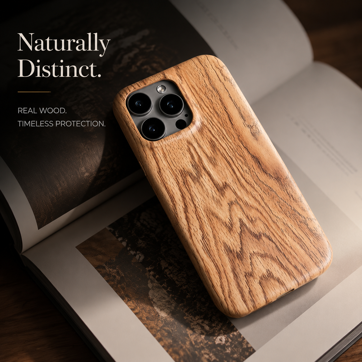 Premium iPhone Case Walnut Wood Protective Cover TPU Frame Shockproof Anti Scratch Magnetic Compatible Slim Durable Full Coverage Natural Design