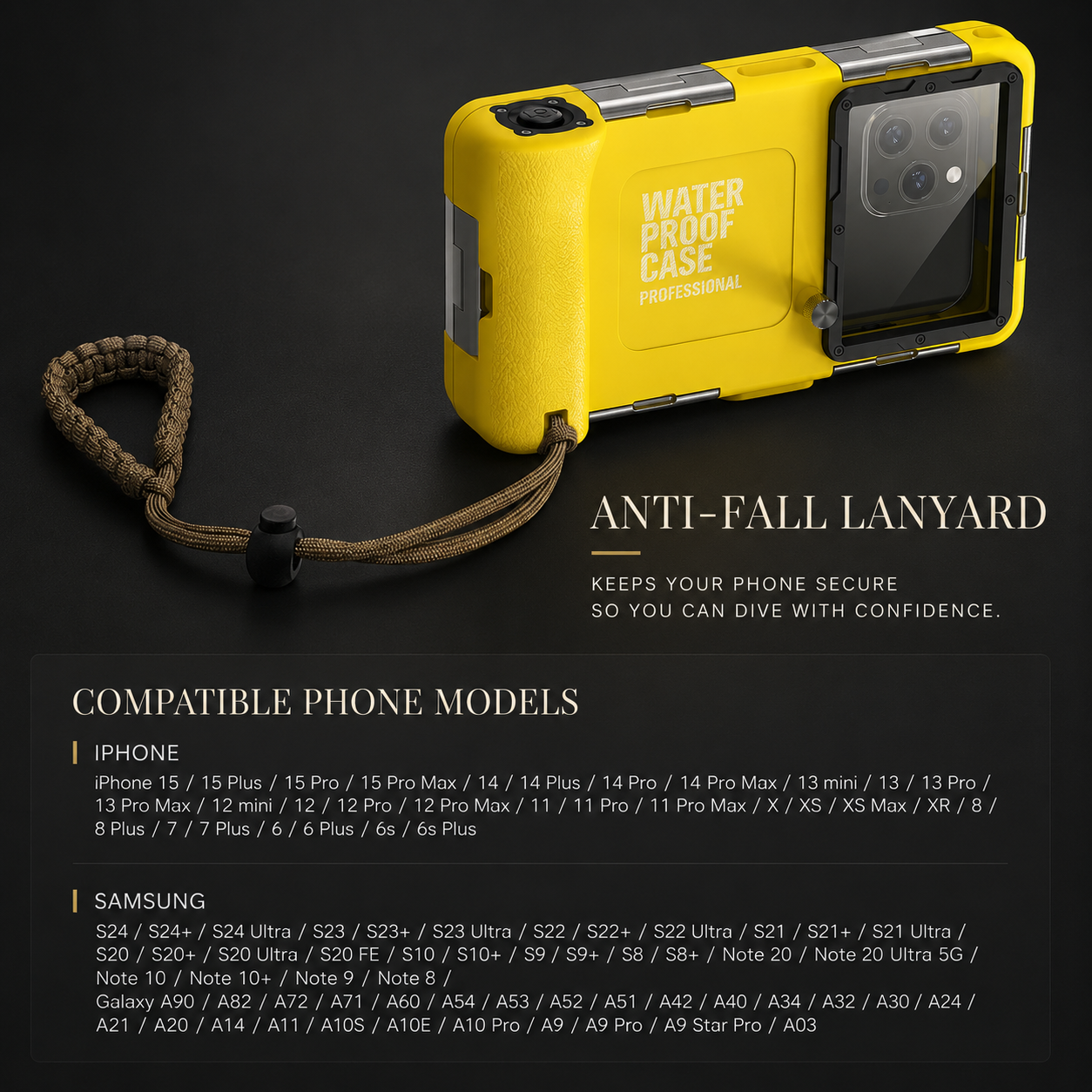 Premium iPhone Case Waterproof Diving Pouch Shockproof Protective Cover IP68 Sealed Design Anti Scratch Underwater Photography Lanyard Full Body Protection