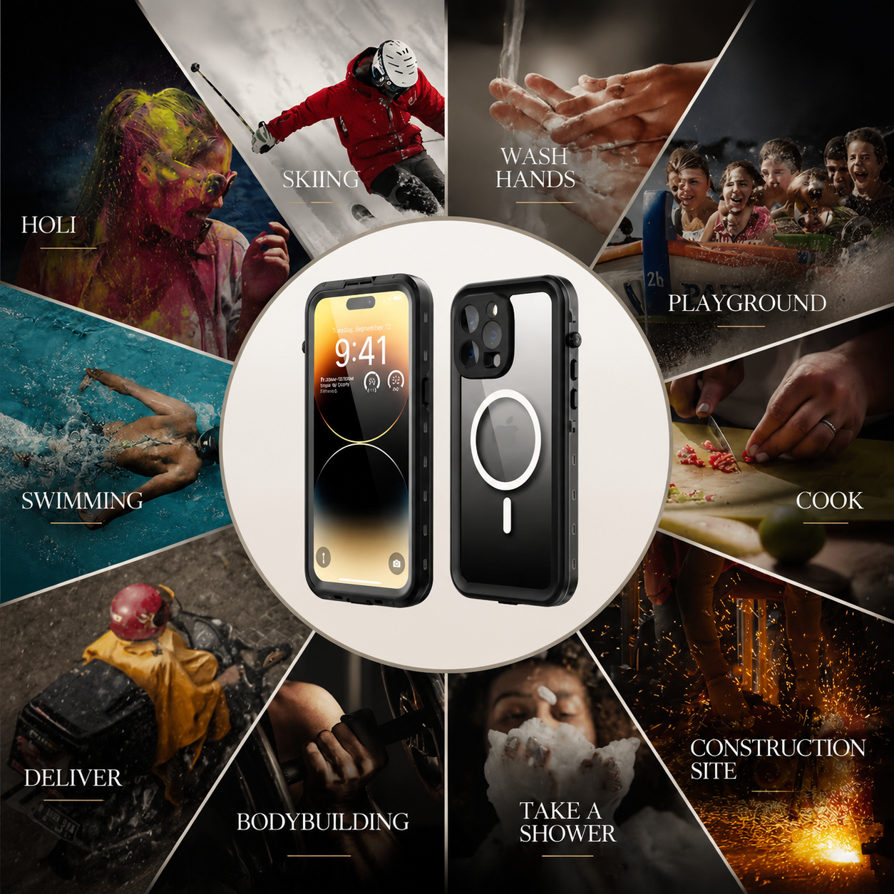 Premium iPhone Case Waterproof IP68 MagSafe Compatible Magnetic Cover Shockproof Full Body Protection Screen Guard Dustproof Protective Case