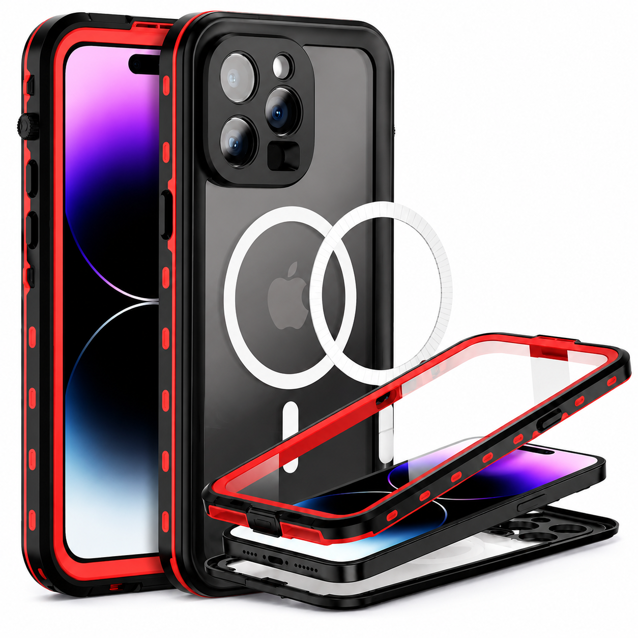 Premium iPhone Case Waterproof IP68 MagSafe Compatible Magnetic Cover Shockproof Full Body Protection Screen Guard Dustproof Protective Case