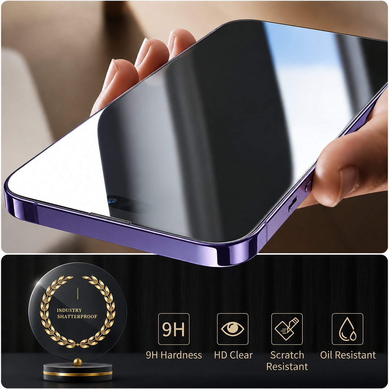 Premium iPhone Screen Protector Tempered Glass HD Clear Anti Fingerprint Scratch Resistant Bubble Free Shatterproof Ultra Thin Case Friendly
