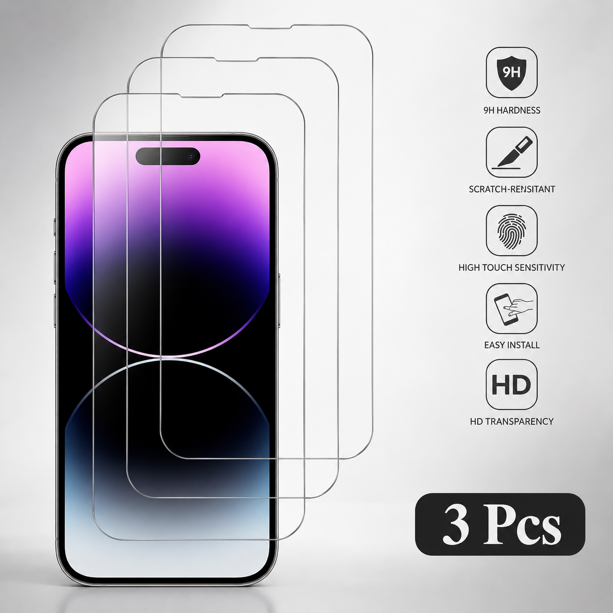 Premium iPhone Screen Protector Tempered Glass HD Clear Anti Fingerprint Scratch Resistant Bubble Free Shatterproof Ultra Thin Case Friendly