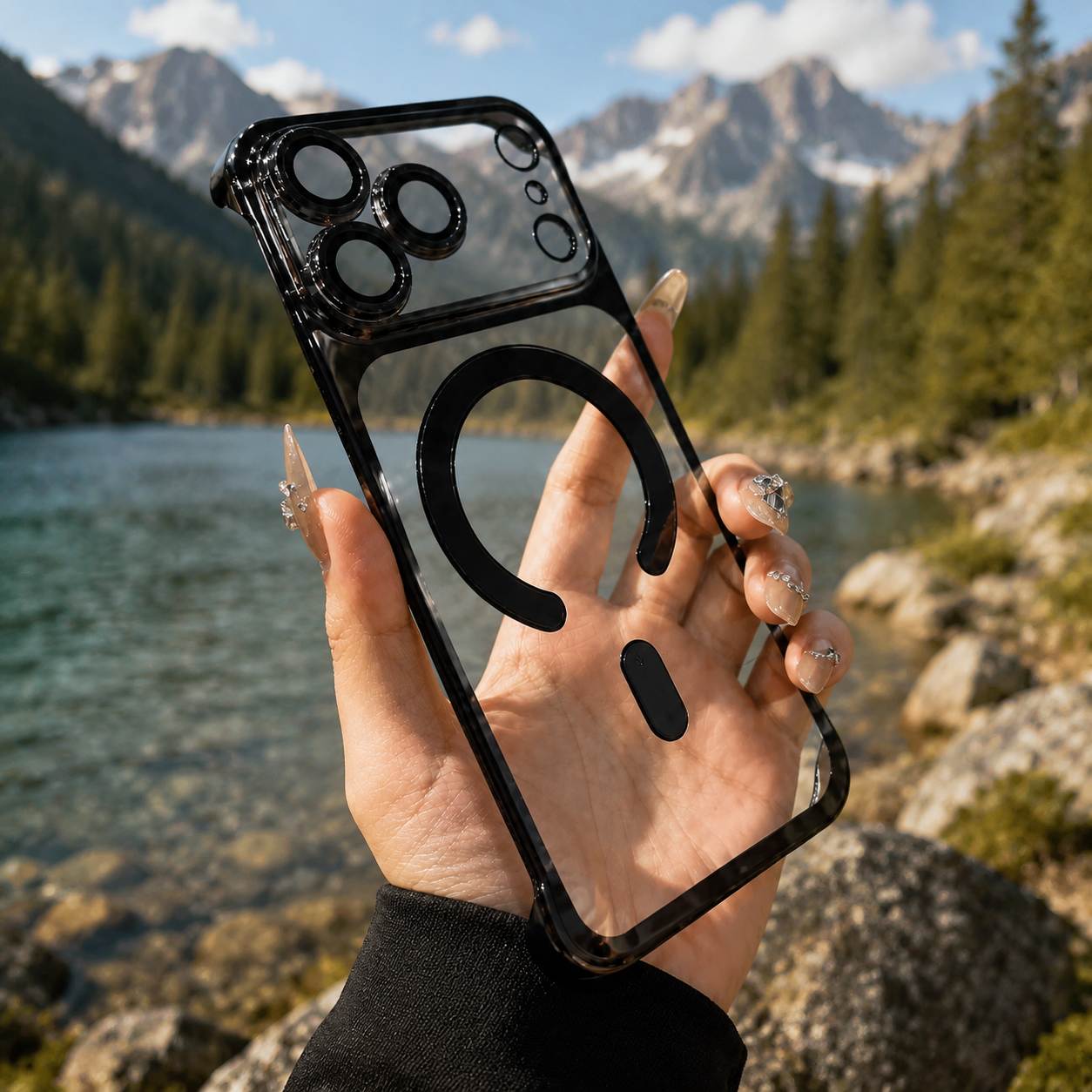 Premium Luxury iPhone Case MagSafe Compatible Frameless Transparent PC Cover Borderless Camera Protection Anti Fingerprint Anti Scratch Durable Design