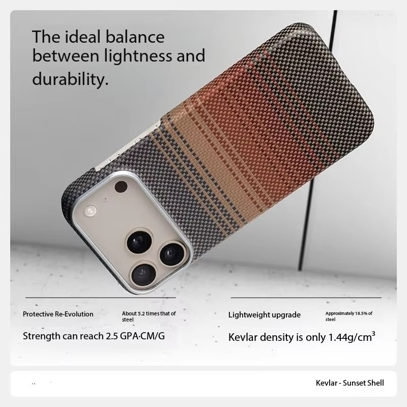 Premium Aramid Carbon Fiber iPhone Case – MagSafe Compatible Magnetic Cover with Ultra Thin Lightweight Design and Shockproof Protection