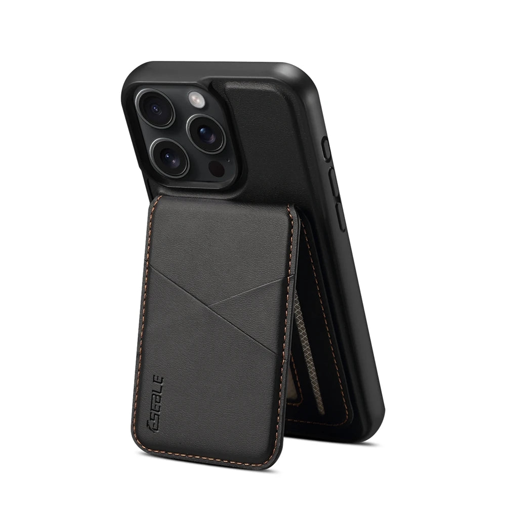 Luxury Magnetic Leather Wallet iPhone Case – 2-in-1 MagSafe Card Holder, Kickstand, Shockproof Protection, Premium Design, Wireless Charging Compatible for iPhone Models