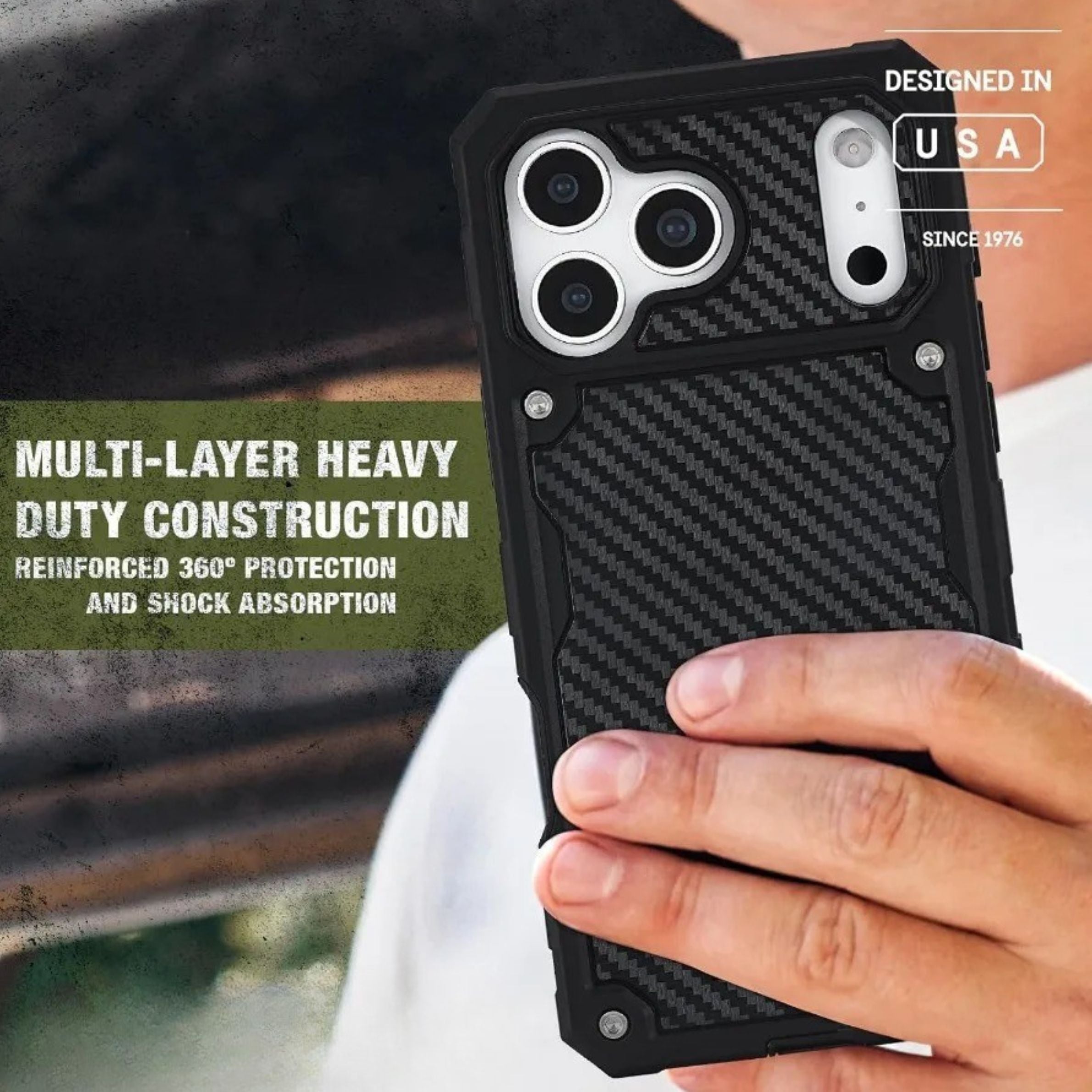 Premium Rugged iPhone Case – MagSafe Compatible Heavy Duty Shockproof Cover with Military-Grade Drop Protection and Anti-Slip Grip