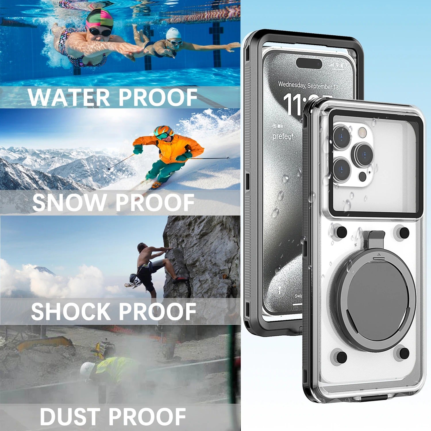 Premium IP68 Waterproof iPhone Case – Full Body Shockproof Protective Cover with Vacuum Seal System, Underwater Protection and Touchscreen Access