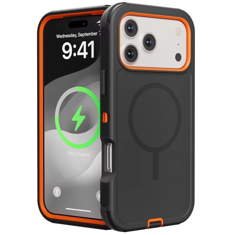 Premium Rugged Defender iPhone Case – Magnetic Shockproof Armor Cover with Belt Clip Holder, Full-Port Protection and Anti-Slip Grip