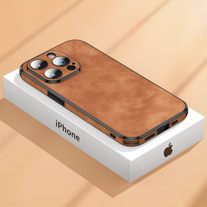 Shockproof Magnetic Leather Apple iPhone Case, MagSafe Compatible, Full Lens and Screen Protection, Slim Bumper Grip Cover 
