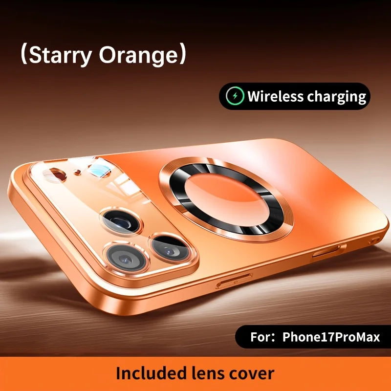 Luxury iPhone Case MagSafe Compatible Magnetic Shockproof Cover with Camera Lens Protection Ultra Thin Full Protection Titanium Metallic Matte PC TPU Back