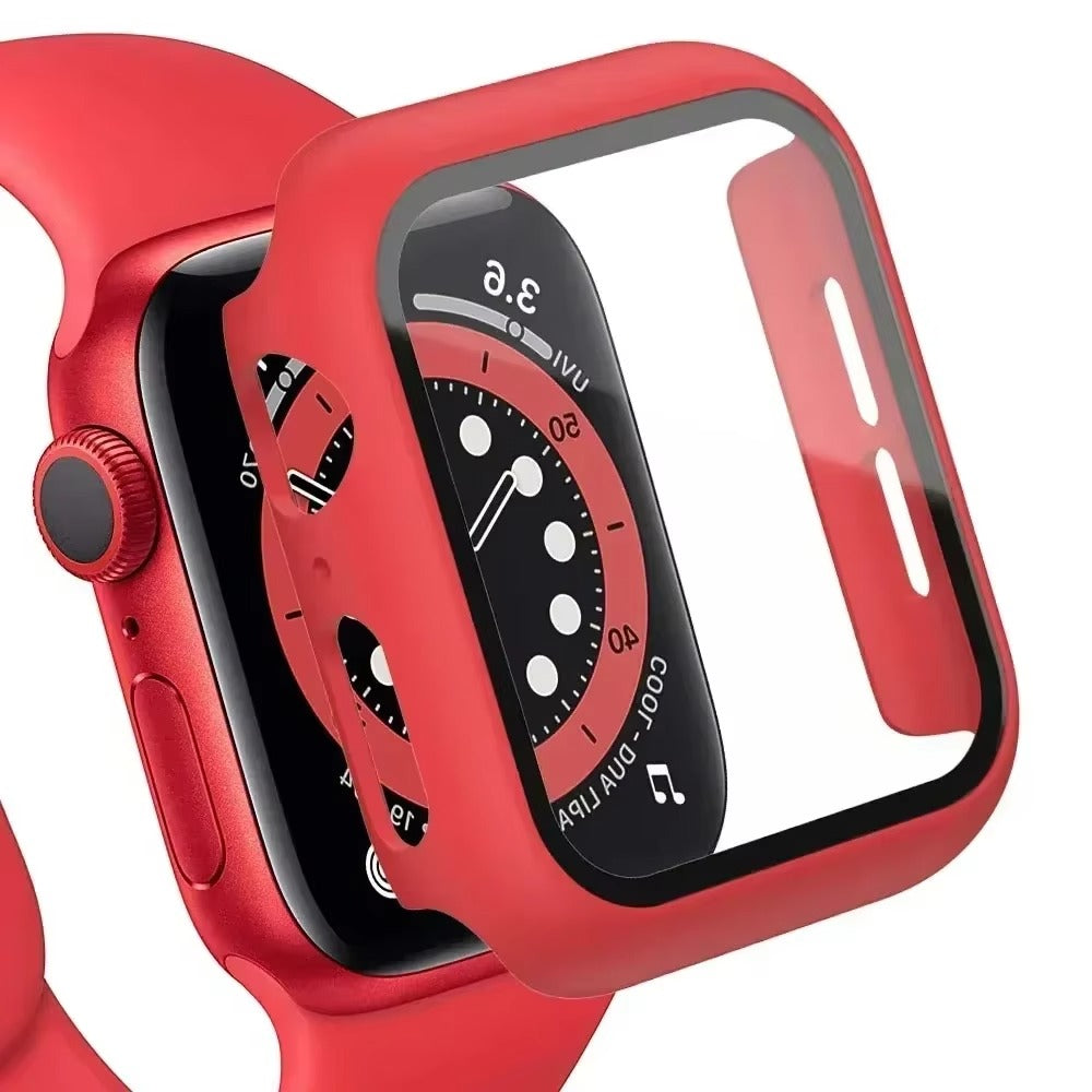 Tempered Glass Screen Protector Case – Full Cover Shockproof Bumper with Ultra-Clear Touch Glass, Compatible with 38mm to 45mm Smartwatches