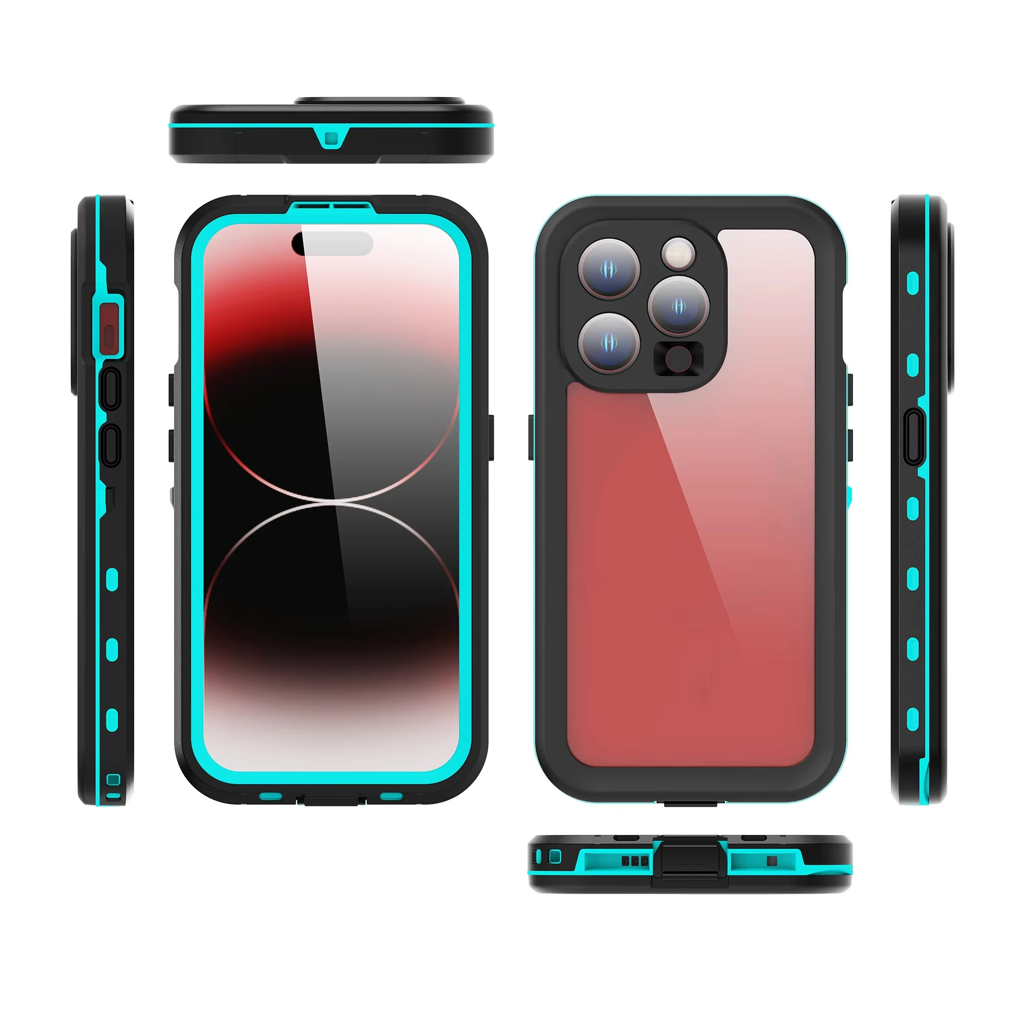 High Quality Apple iPhone Case MagSafe Compatible, Camera Lens & Screen Protection, Ultra Thin Shockproof Magnetic Full All Around Protection Cover with IP68 Transparent Rope Design