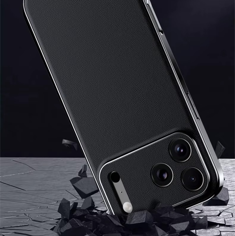 Luxury Genuine Leather iPhone Case – Premium Cowhide Protective Cover with Full Camera Lens Protection, Shockproof Frame and Anti-Slip Matte Finish