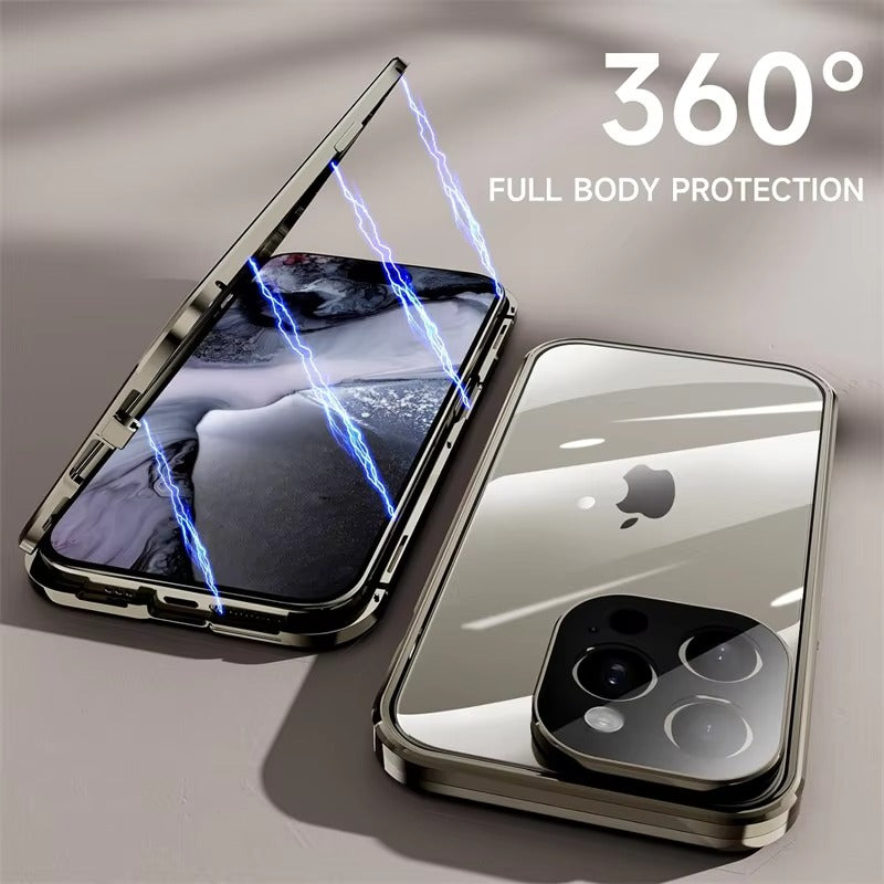 Luxury Apple iPhone Case Compatible, Camera Lens & Screen Protection, Ultra Thin Magnetic Full All Around Protection Cover 