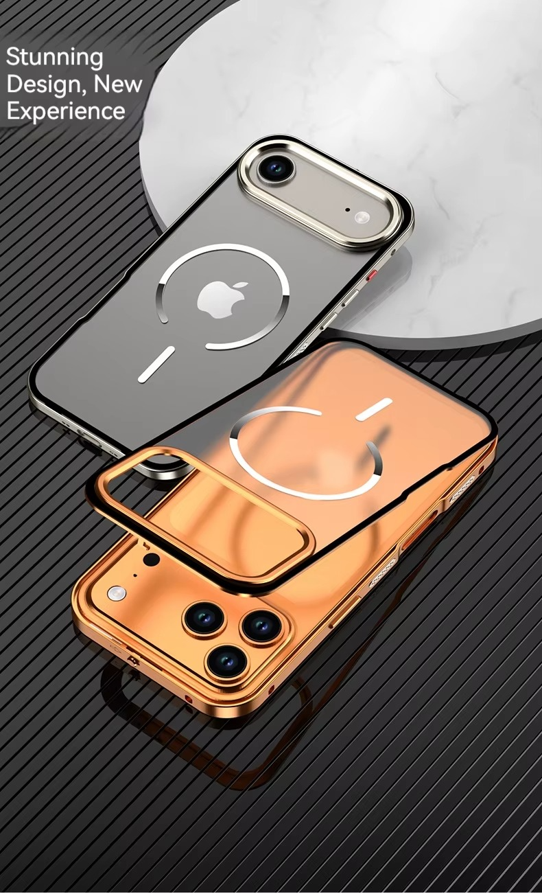 Premium Aluminum Alloy Frame iPhone Case – MagSafe Compatible Magnetic Protective Cover with Frosted Matte Back and Raised Camera Lens Guard
