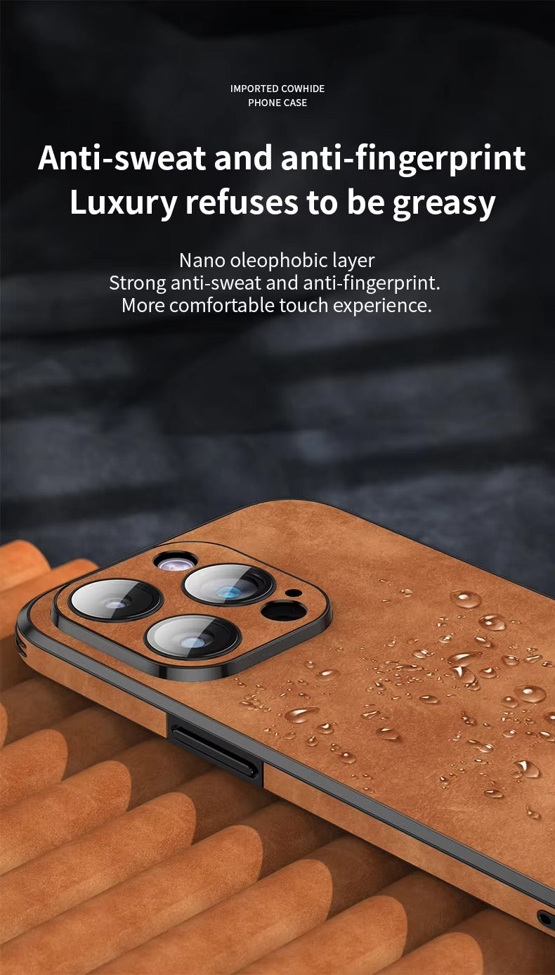 Shockproof Magnetic Leather Apple iPhone Case, MagSafe Compatible, Full Lens and Screen Protection, Slim Bumper Grip Cover 