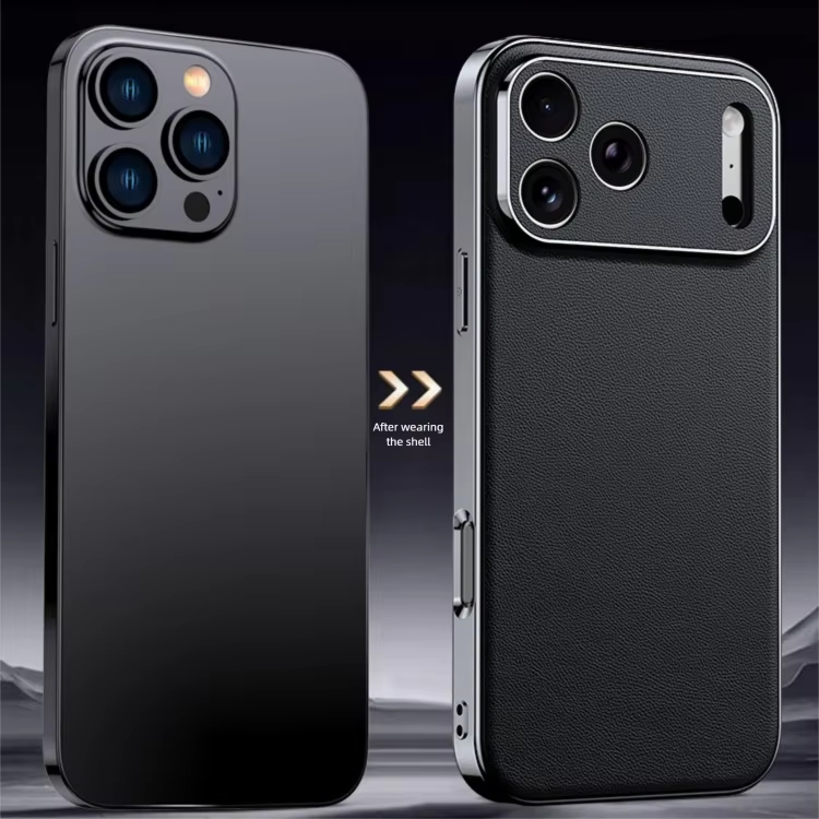 Luxury Genuine Leather iPhone Case – Premium Cowhide Protective Cover with Full Camera Lens Protection, Shockproof Frame and Anti-Slip Matte Finish