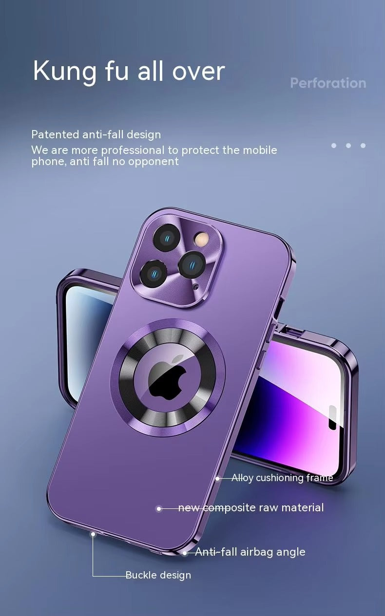 High Quality Apple iPhone Case Ultra Thin Shockproof Magnetic Full All Around Protection Cover with Frosted Glass Metal Lens