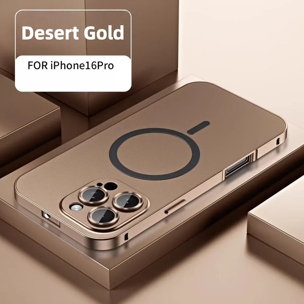 Premium iPhone Case MagSafe Compatible Magnetic Shockproof Cover with Camera Lens Protection Ultra Thin Full Protection Aluminum Metal Frame PC Back