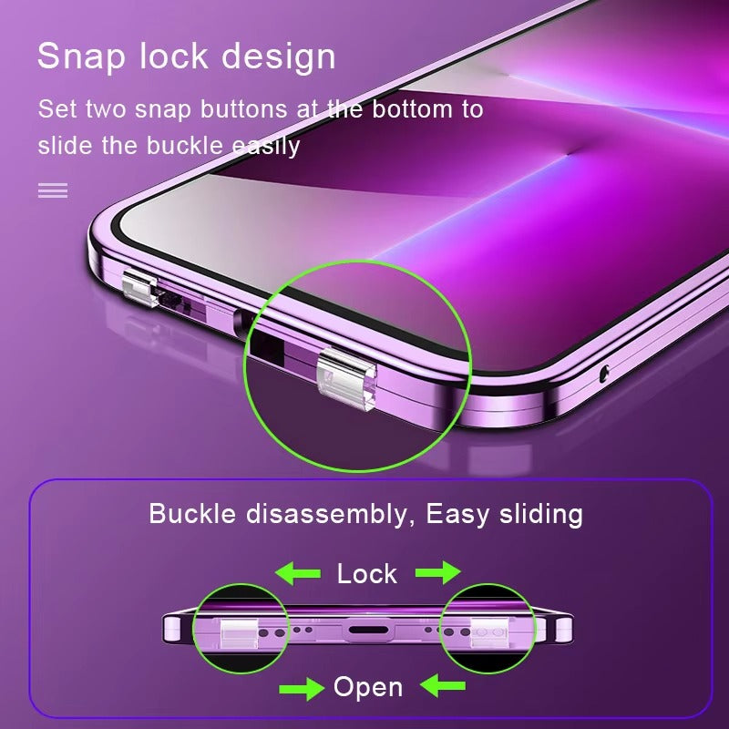Luxury Apple iPhone Case Compatible, Camera Lens & Screen Protection, Ultra Thin Magnetic Full All Around Protection Cover 