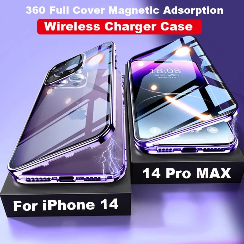 Luxury Apple iPhone Case Compatible, Camera Lens & Screen Protection, Ultra Thin Magnetic Full All Around Protection Cover 