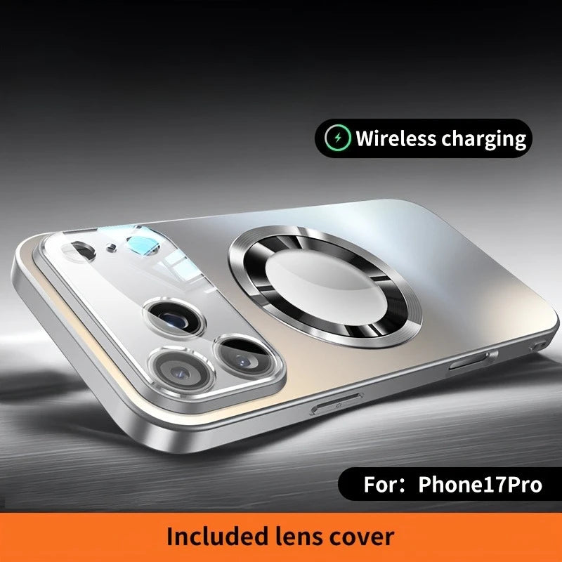 Luxury iPhone Case MagSafe Compatible Magnetic Shockproof Cover with Camera Lens Protection Ultra Thin Full Protection Titanium Metallic Matte PC TPU Back