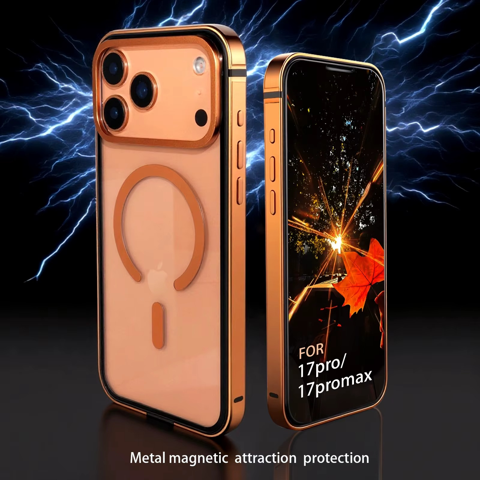 Premium Aluminum Frame iPhone Case – MagSafe Compatible Magnetic Protective Cover with HD Transparent Backplate, Shockproof Protection and Camera Lens Guard