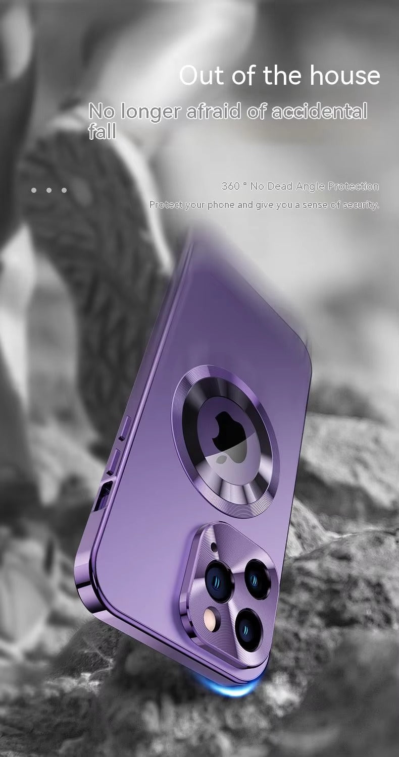 High Quality Apple iPhone Case Ultra Thin Shockproof Magnetic Full All Around Protection Cover with Frosted Glass Metal Lens