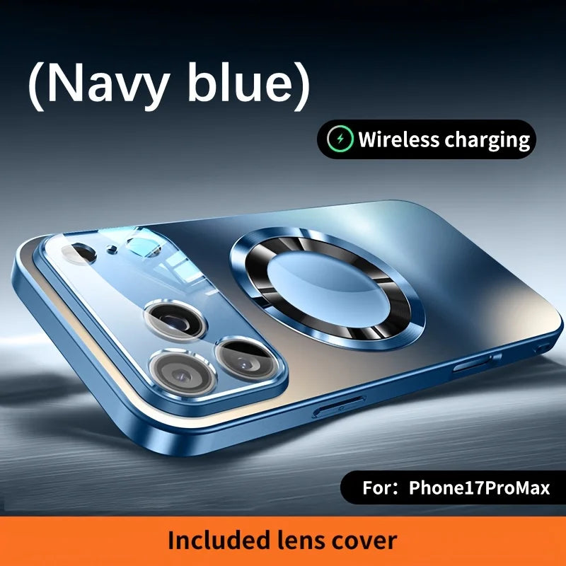 Luxury iPhone Case MagSafe Compatible Magnetic Shockproof Cover with Camera Lens Protection Ultra Thin Full Protection Titanium Metallic Matte PC TPU Back