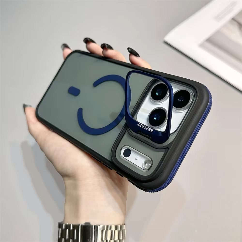 Luxury Matte Transparent iPhone Case – MagSafe Compatible Magnetic Cover with Built-in Kickstand, Shockproof Protection and Camera Lens Guard