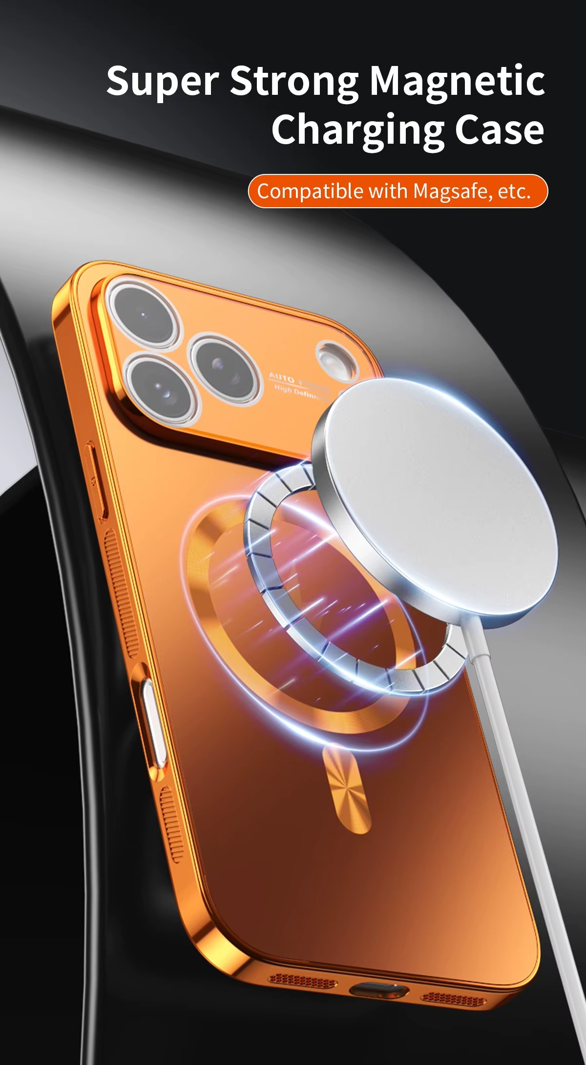 Luxury Matte Magnetic iPhone Case – MagSafe Compatible Protective Cover with Shockproof Frame, Electroplated Finish and Raised Camera Lens Protector