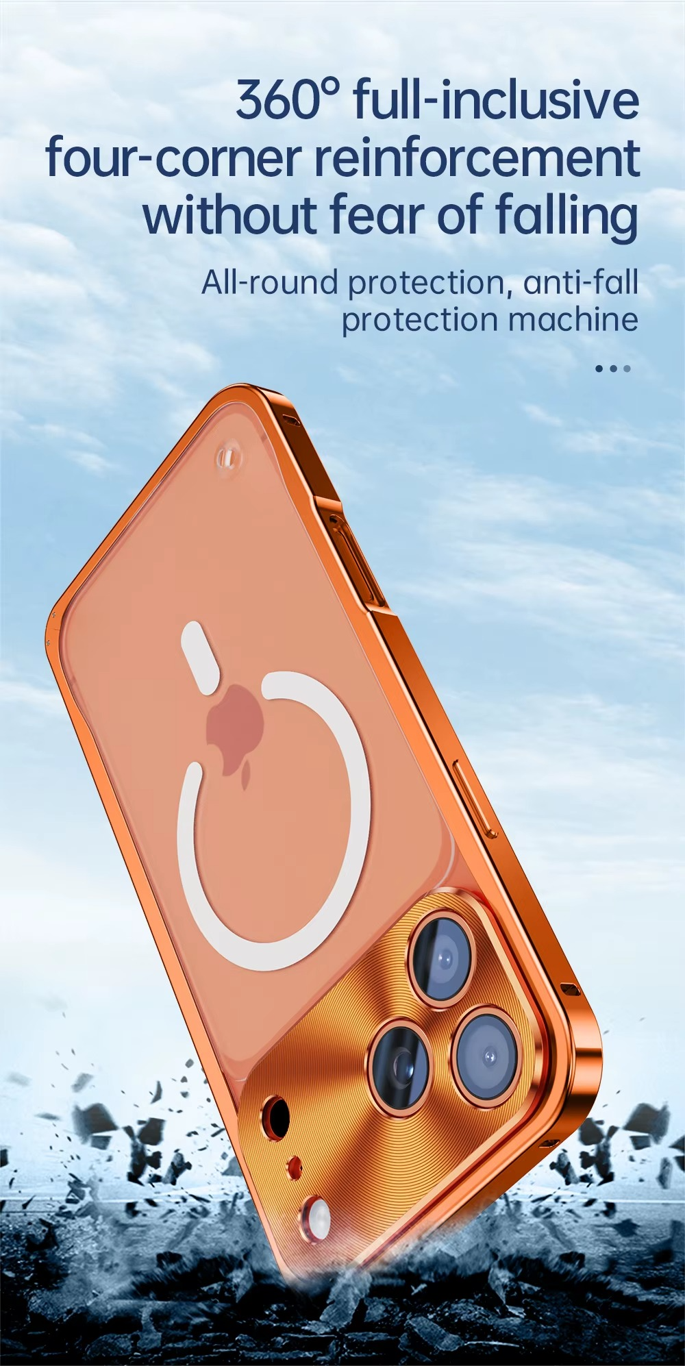 Premium Aluminum Alloy Frame iPhone Case – MagSafe Compatible Magnetic Bumper with Shockproof Protection, Matte Transparent Back and Camera Lens Guard