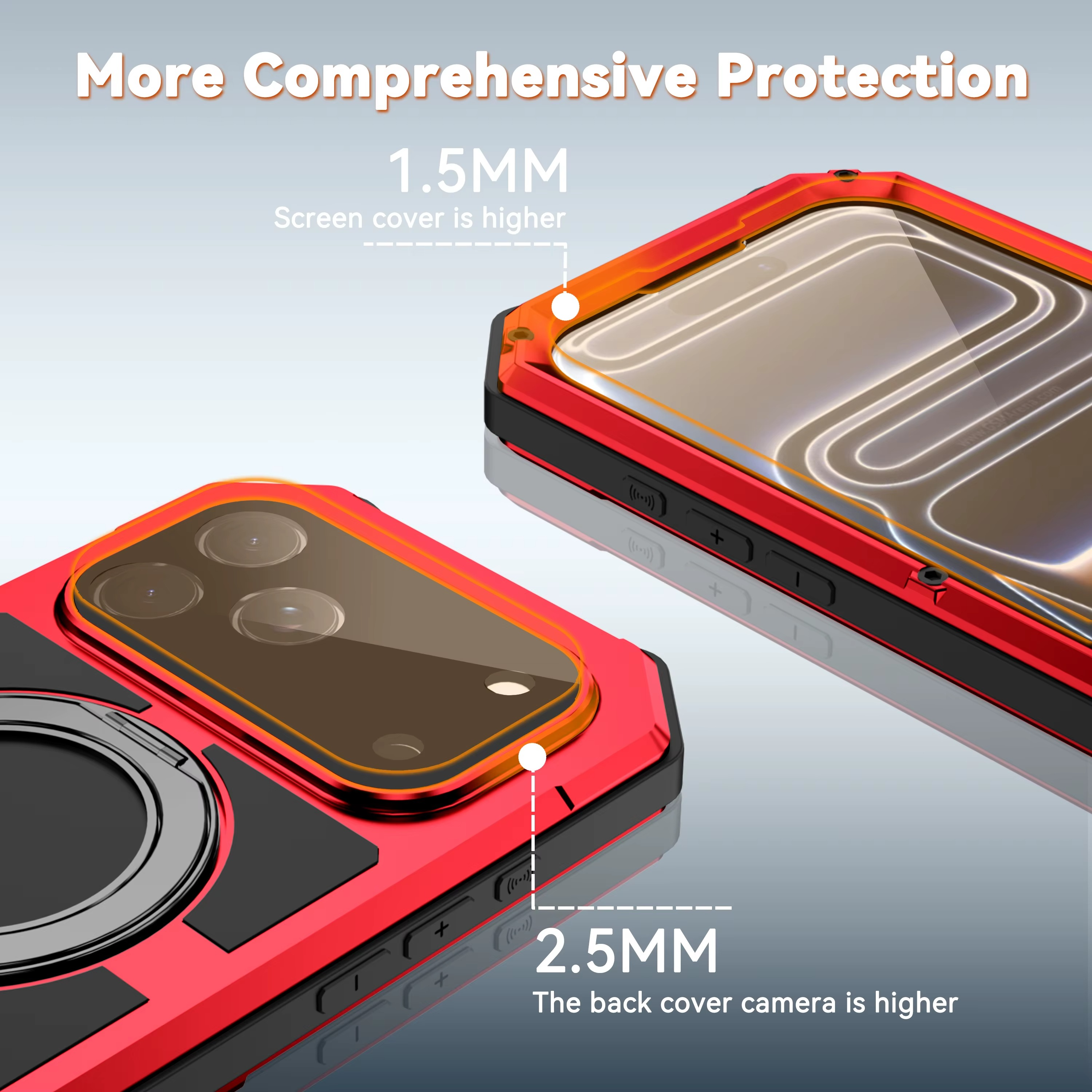 Premium Aluminum Armor iPhone Case – MagSafe Compatible Magnetic Cover with Built-in Kickstand, Glass Screen Protection and Shockproof Bumper