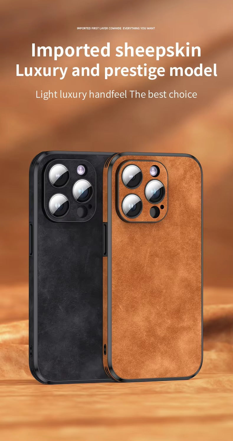 Shockproof Magnetic Leather Apple iPhone Case, MagSafe Compatible, Full Lens and Screen Protection, Slim Bumper Grip Cover 