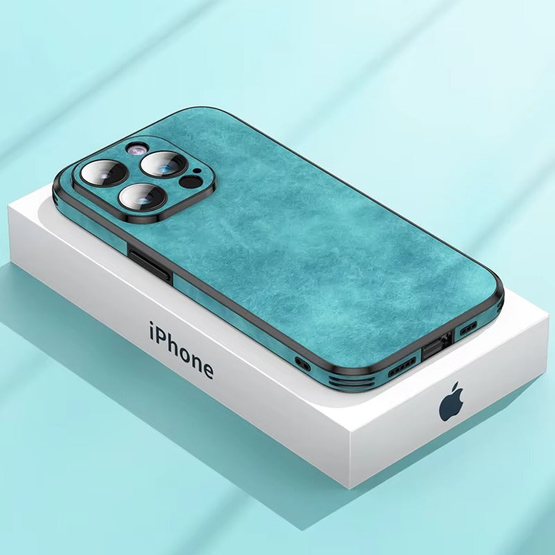 Shockproof Magnetic Leather Apple iPhone Case, MagSafe Compatible, Full Lens and Screen Protection, Slim Bumper Grip Cover 