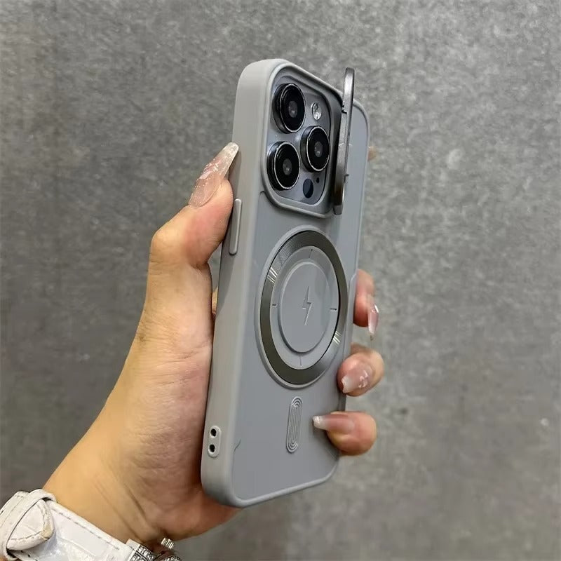 Premium Apple iPhone Case, MagSafe Compatible, Camera Lens & Screen Protection, Ultra Thin, Shockproof, Magnetic Full All Around Cover – Soft Silicone Case with Wrist Strap, Magnetic Lanyard & Lens Stand Bracket
