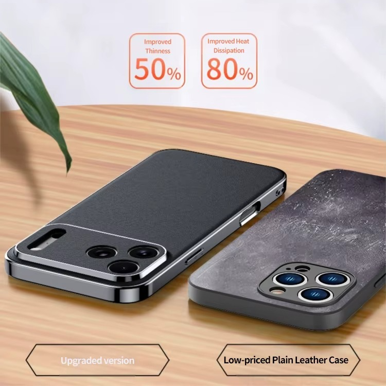 Luxury Genuine Leather iPhone Case – Premium Cowhide Protective Cover with Full Camera Lens Protection, Shockproof Frame and Anti-Slip Matte Finish