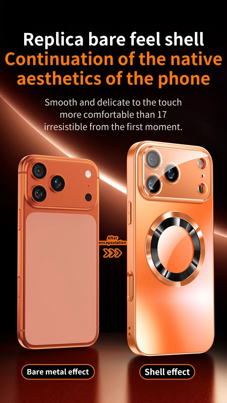 Luxury iPhone Case MagSafe Compatible Magnetic Shockproof Cover with Camera Lens Protection Ultra Thin Full Protection Titanium Metallic Matte PC TPU Back