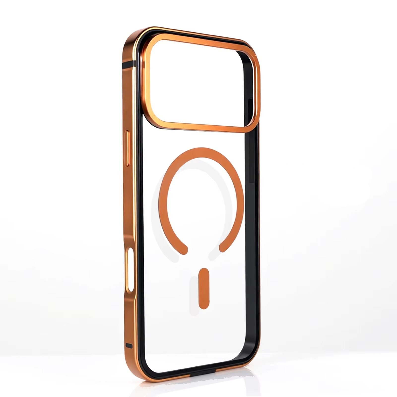 Premium Aluminum Frame iPhone Case – MagSafe Compatible Magnetic Protective Cover with HD Transparent Backplate, Shockproof Protection and Camera Lens Guard