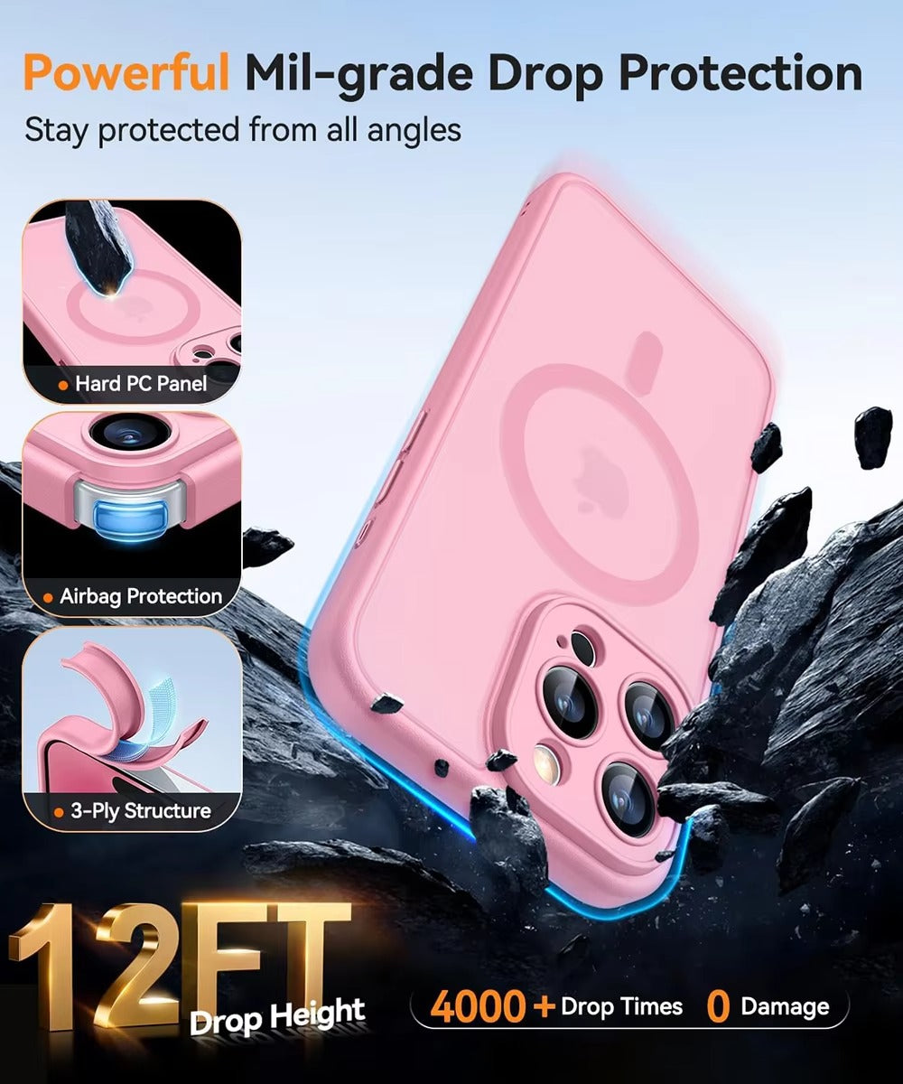 Luxury Apple iPhone Case Camera Lens & Screen Protection, Ultra Thin Shockproof Magnetic Full All Around Protection Cover