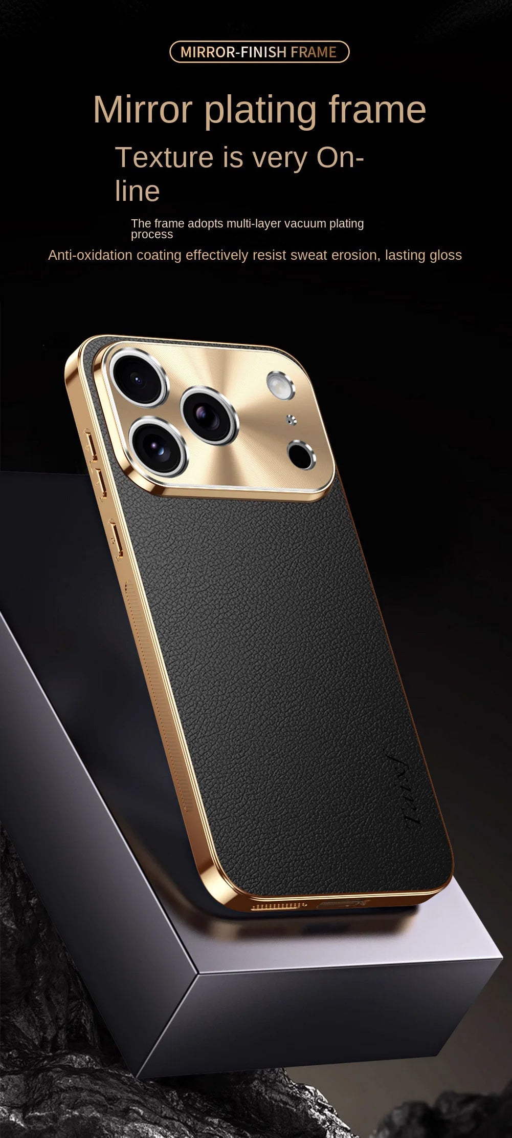 Luxury iPhone Case MagSafe Compatible Protective Cover with Camera Lens Protection Shockproof Full Protection Electroplated Frame Lychee Texture Leather Back