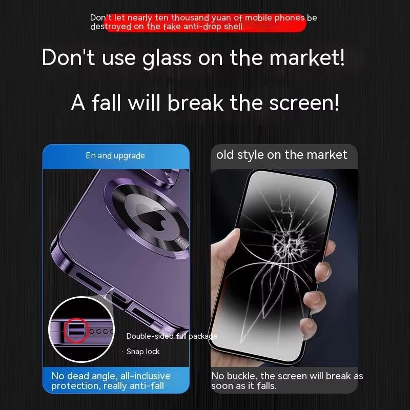 High Quality Apple iPhone Case Ultra Thin Shockproof Magnetic Full All Around Protection Cover with Frosted Glass Metal Lens
