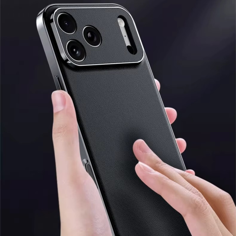 Luxury Genuine Leather iPhone Case – Premium Cowhide Protective Cover with Full Camera Lens Protection, Shockproof Frame and Anti-Slip Matte Finish